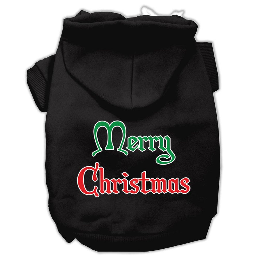 Merry Christmas Screen Print Pet Hoodies Black Size Xs (8)