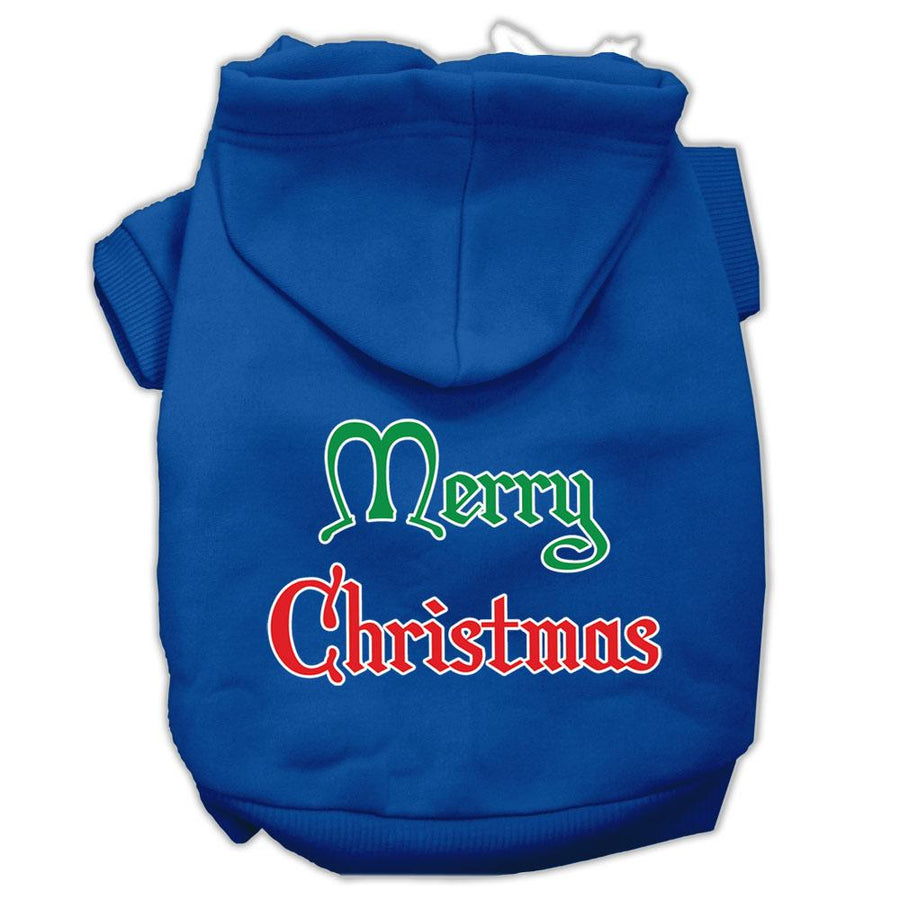 Merry Christmas Screen Print Pet Hoodies Blue Size Xs (8)