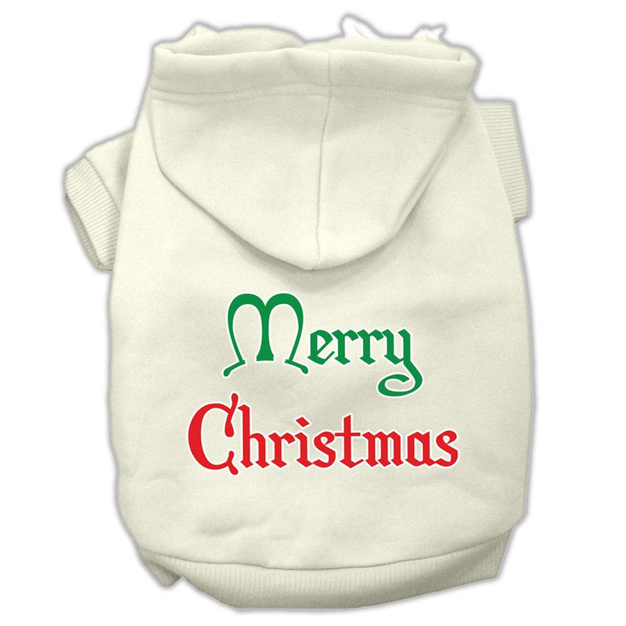 Merry Christmas Screen Print Pet Hoodies Cream Size Xs (8)