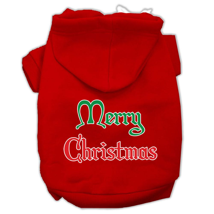 Merry Christmas Screen Print Pet Hoodies Red Size Xxl (18)