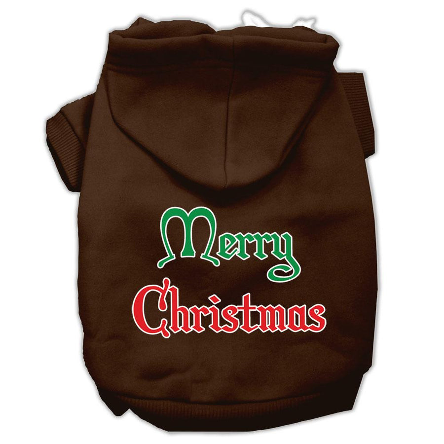 Merry Christmas Screen Print Pet Hoodies Brown Size Xxxl (20)