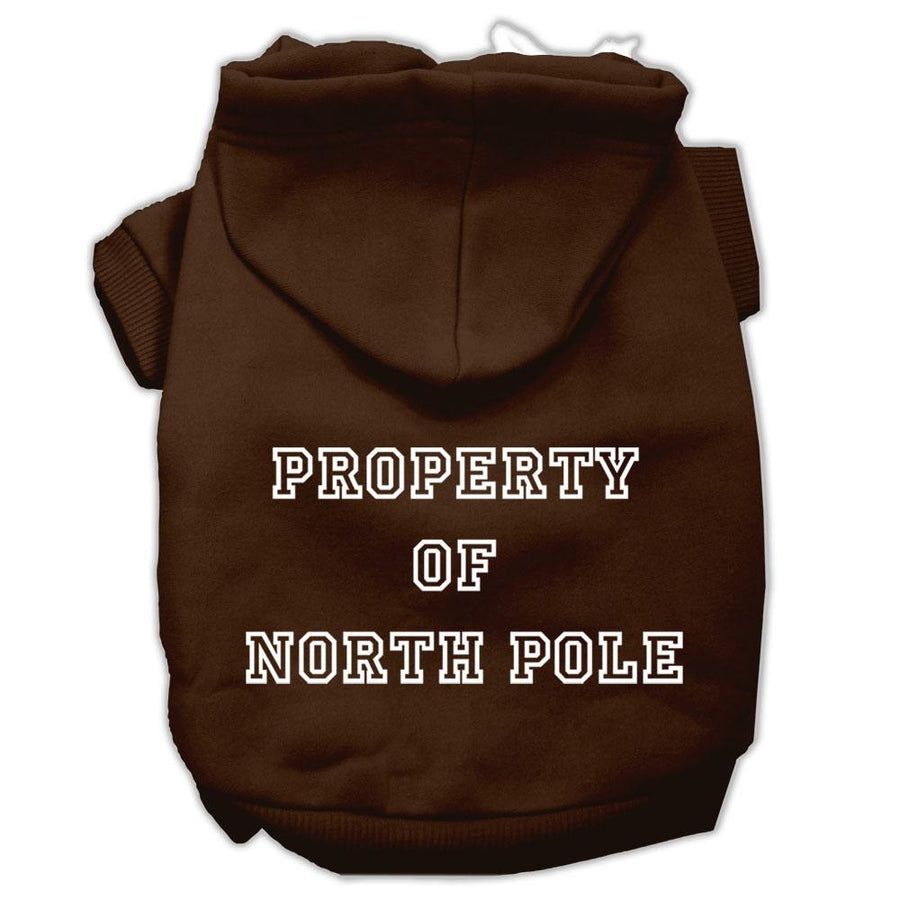 Property Of North Pole Screen Print Pet Hoodies Brown Size S (10)