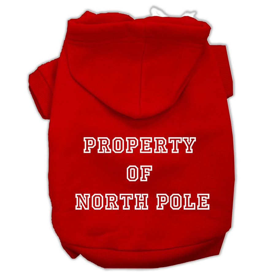Property Of North Pole Screen Print Pet Hoodies Red Size S (10)