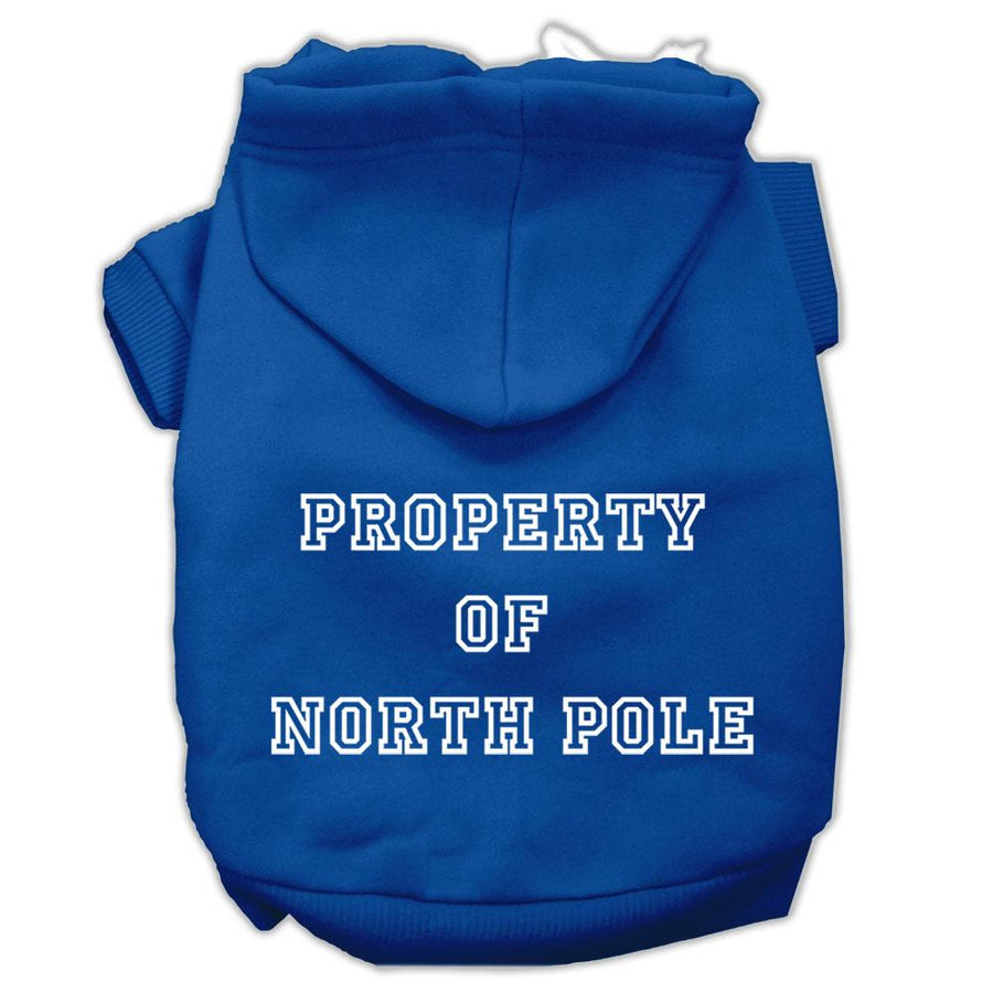 Property Of North Pole Screen Print Pet Hoodies Blue Size Xxl (18)