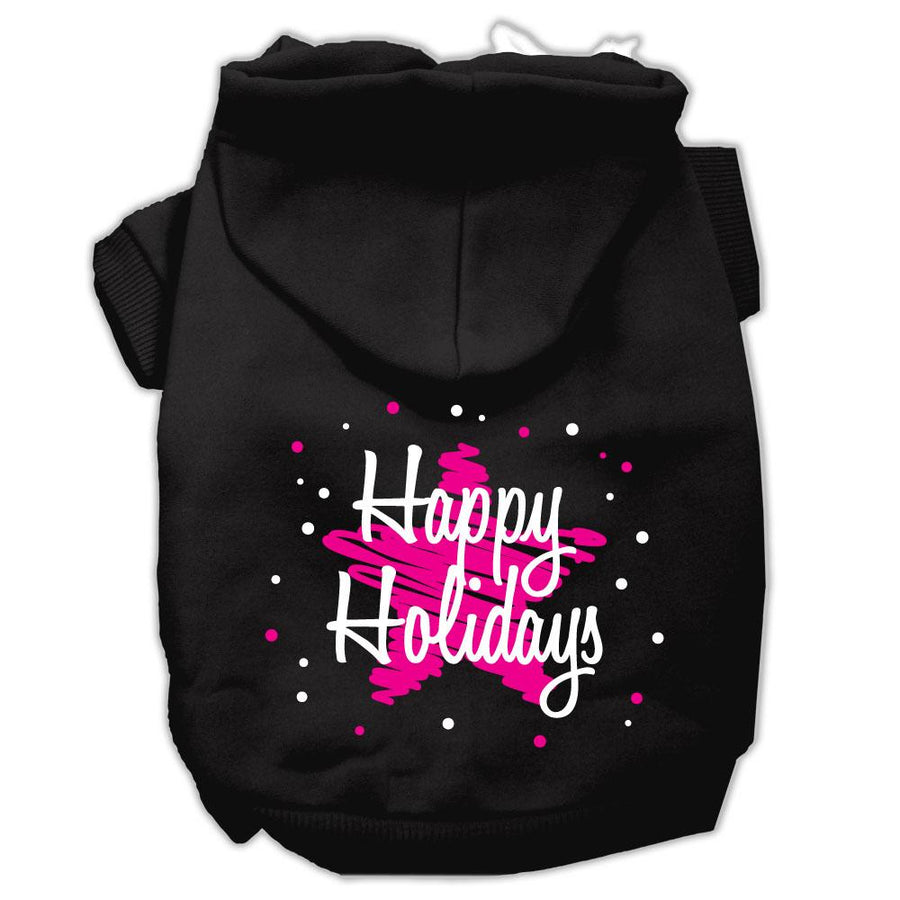 Scribble Happy Holidays Screenprint Pet Hoodies Black Size Xl (16)
