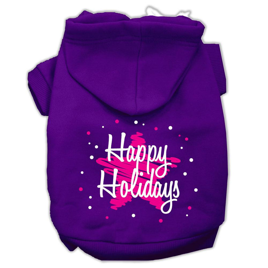 Scribble Happy Holidays Screenprint Pet Hoodies Purple Size Xl (16)