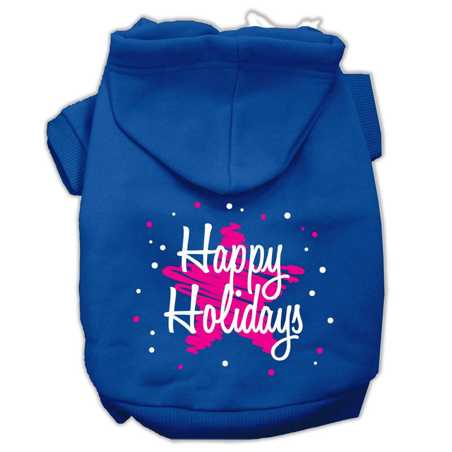 Scribble Happy Holidays Screenprint Pet Hoodies Blue Size Xxl (18)