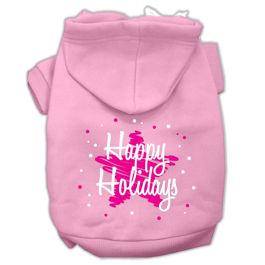 Scribble Happy Holidays Screenprint Pet Hoodies Light Pink Size Xxl (18)