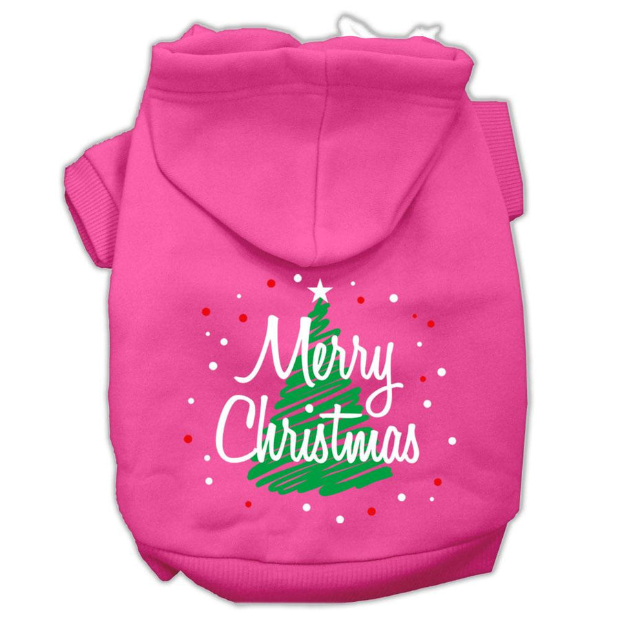 Scribbled Merry Christmas Screenprint Pet Hoodies Bright Pink Size Xl (16)