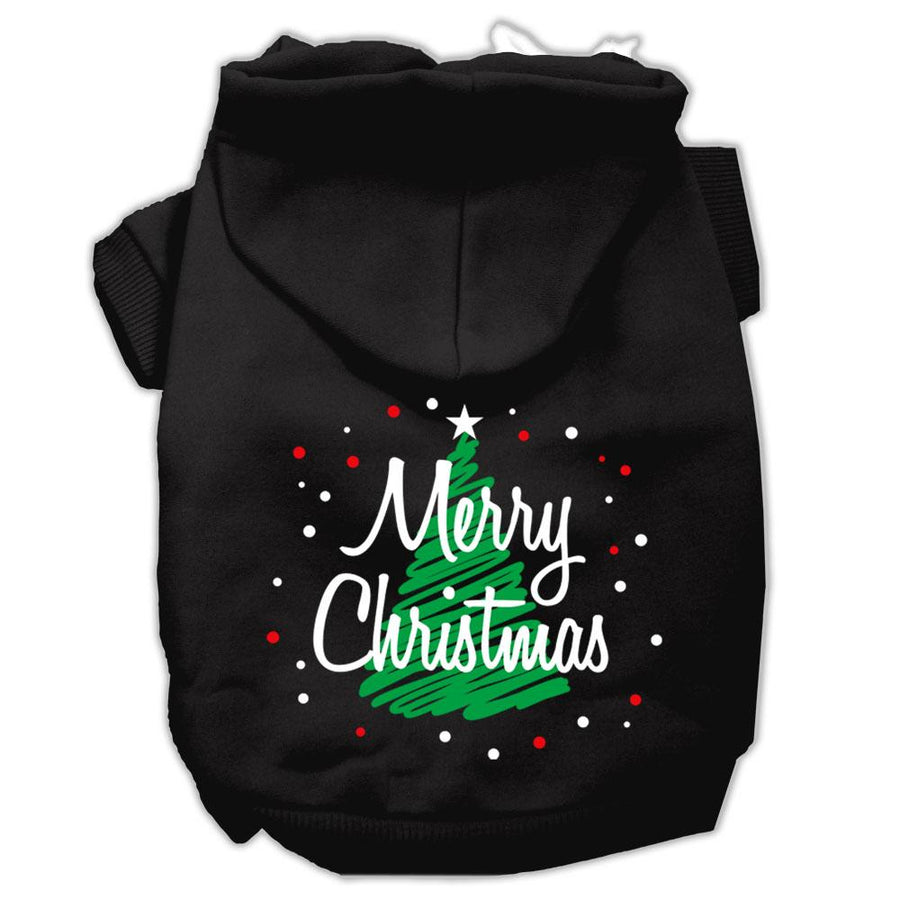 Scribbled Merry Christmas Screenprint Pet Hoodies Black Size Xs (8)