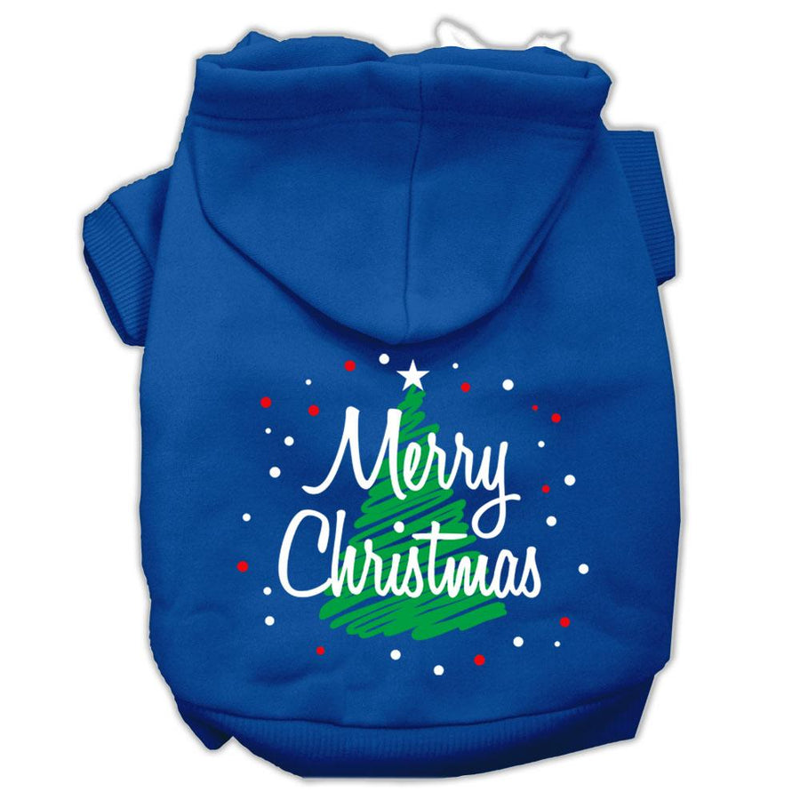 Scribbled Merry Christmas Screenprint Pet Hoodies Blue Size Xs (8)
