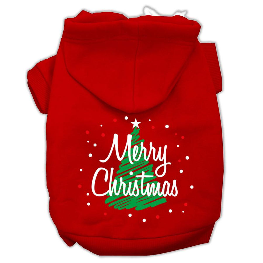 Scribbled Merry Christmas Screenprint Pet Hoodies Red Size Xs (8)