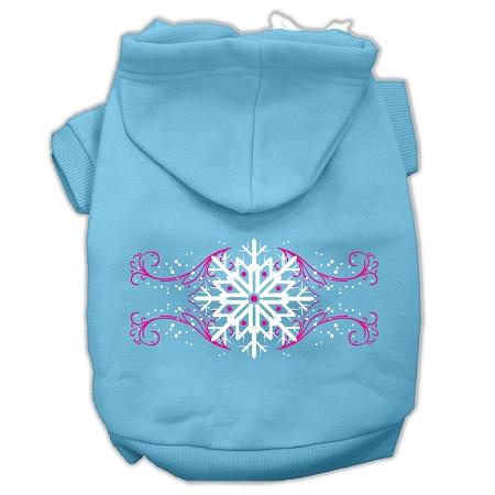 Pink Snowflake Swirls Screenprint Pet Hoodies Baby Blue Size Xl (16)