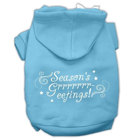 Seasons Greetings Screen Print Pet Hoodies Baby Blue Size Xxxl(20)