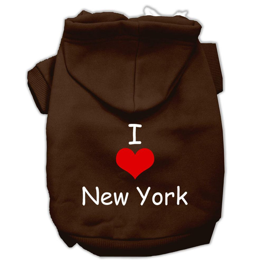 I Love New York Screen Print Pet Hoodies Brown Size Xl (16)