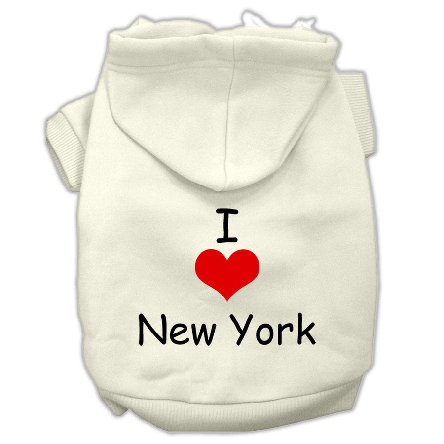 I Love New York Screen Print Pet Hoodies Cream Size Xl (16)