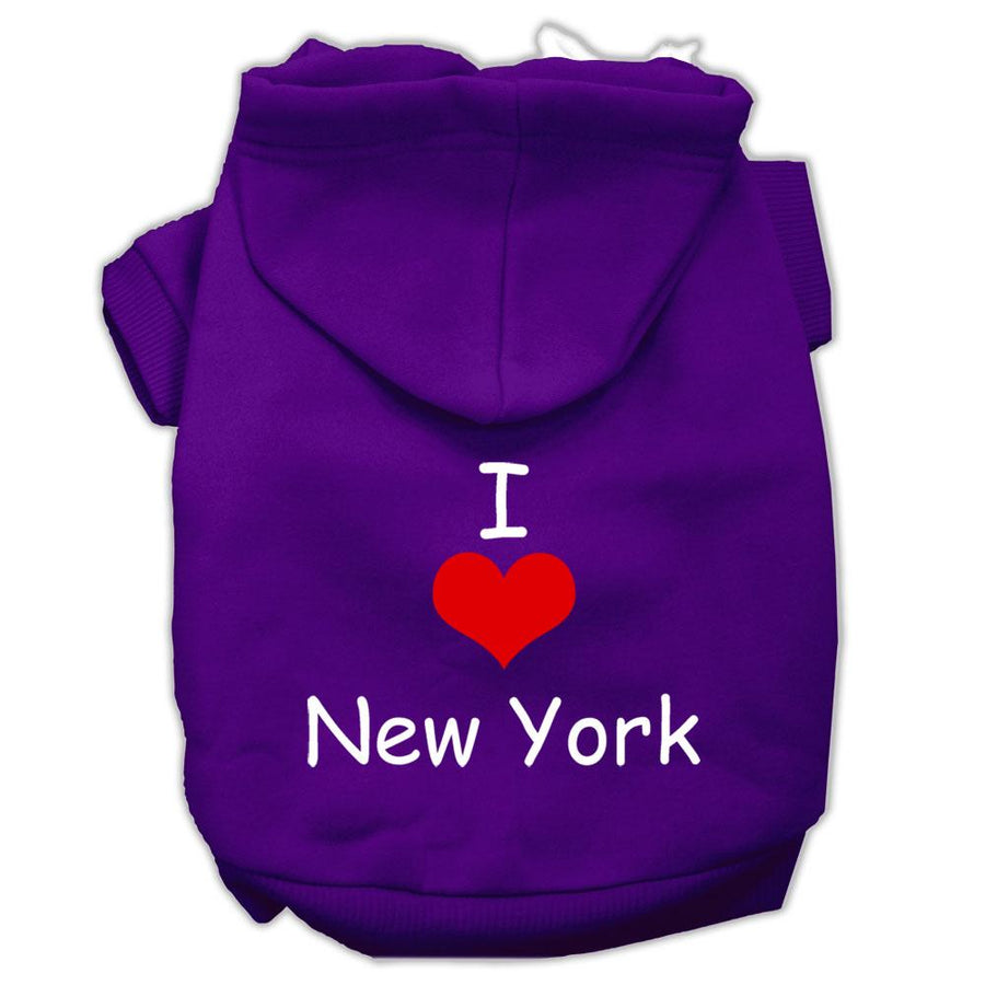I Love New York Screen Print Pet Hoodies Purple Size Xxxl (20)