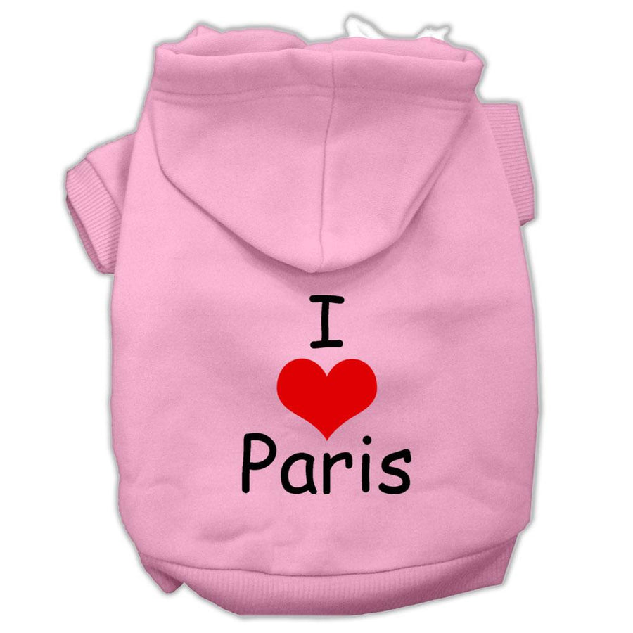 I Love Paris Screen Print Pet Hoodies Pink Size Xl (16)