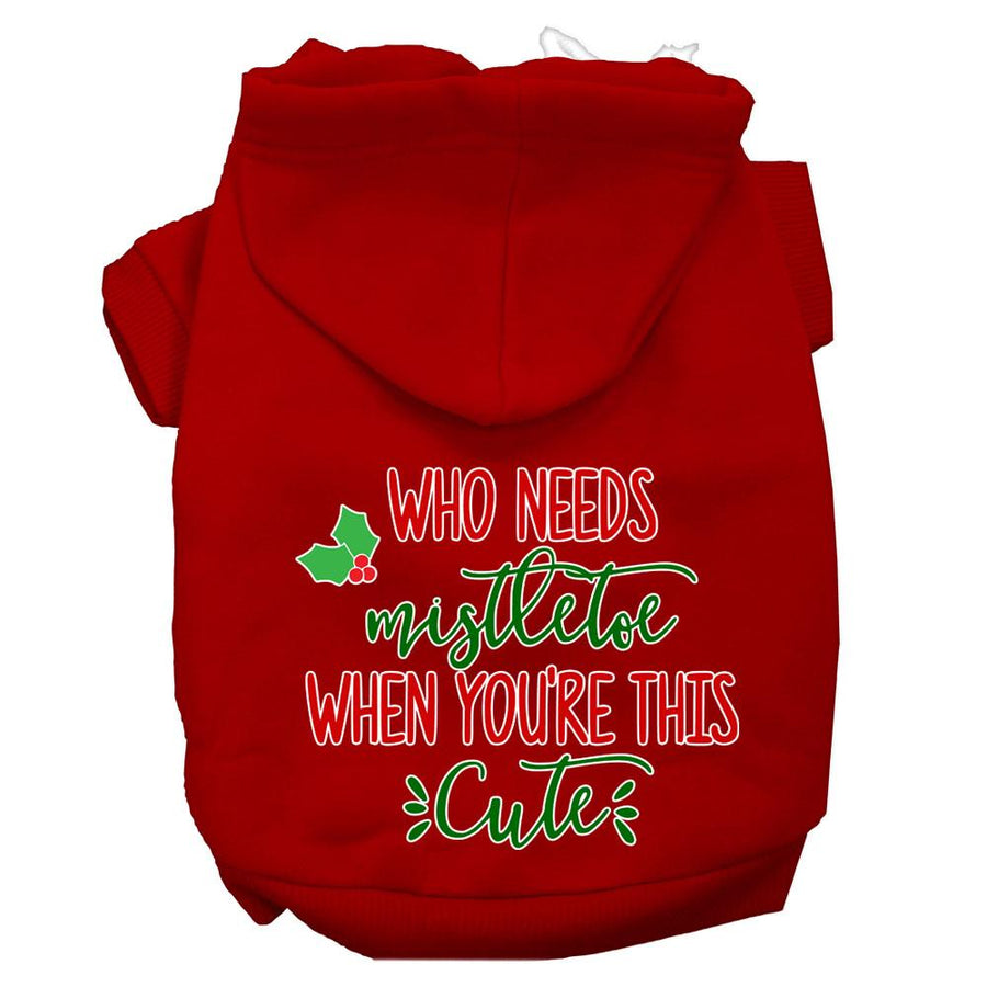 Who Needs Mistletoe Screen Print Dog Hoodie Red Xxl