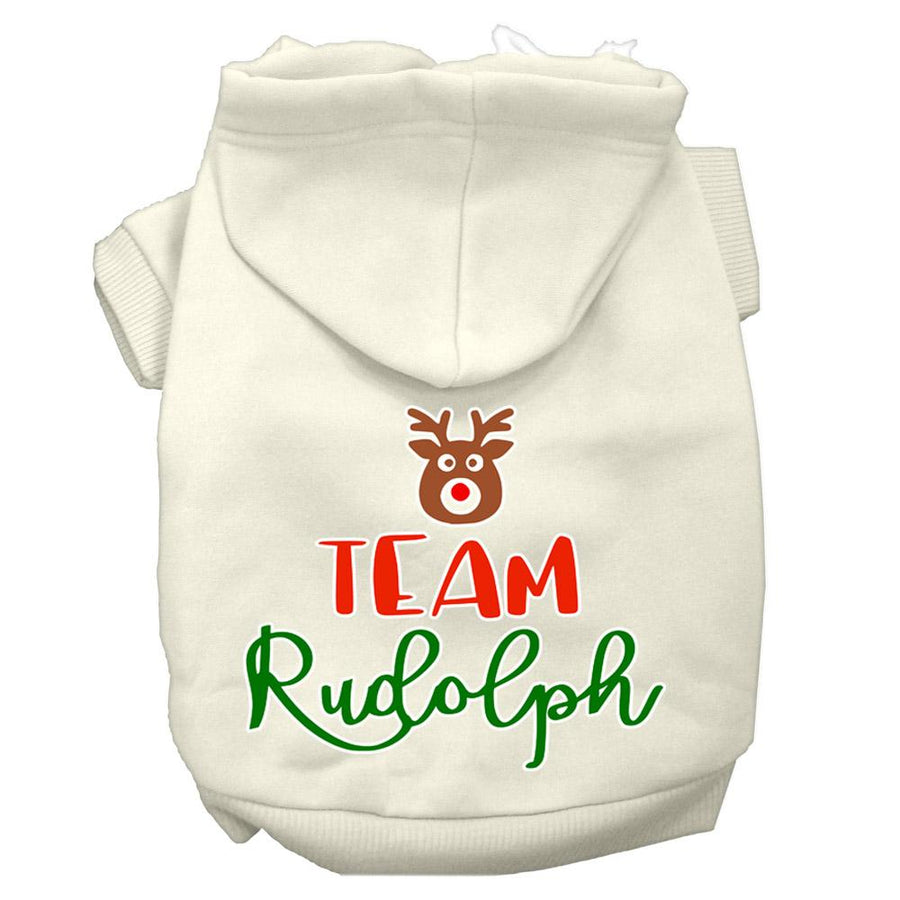 Team Rudolph Screen Print Dog Hoodie Cream Xxxl
