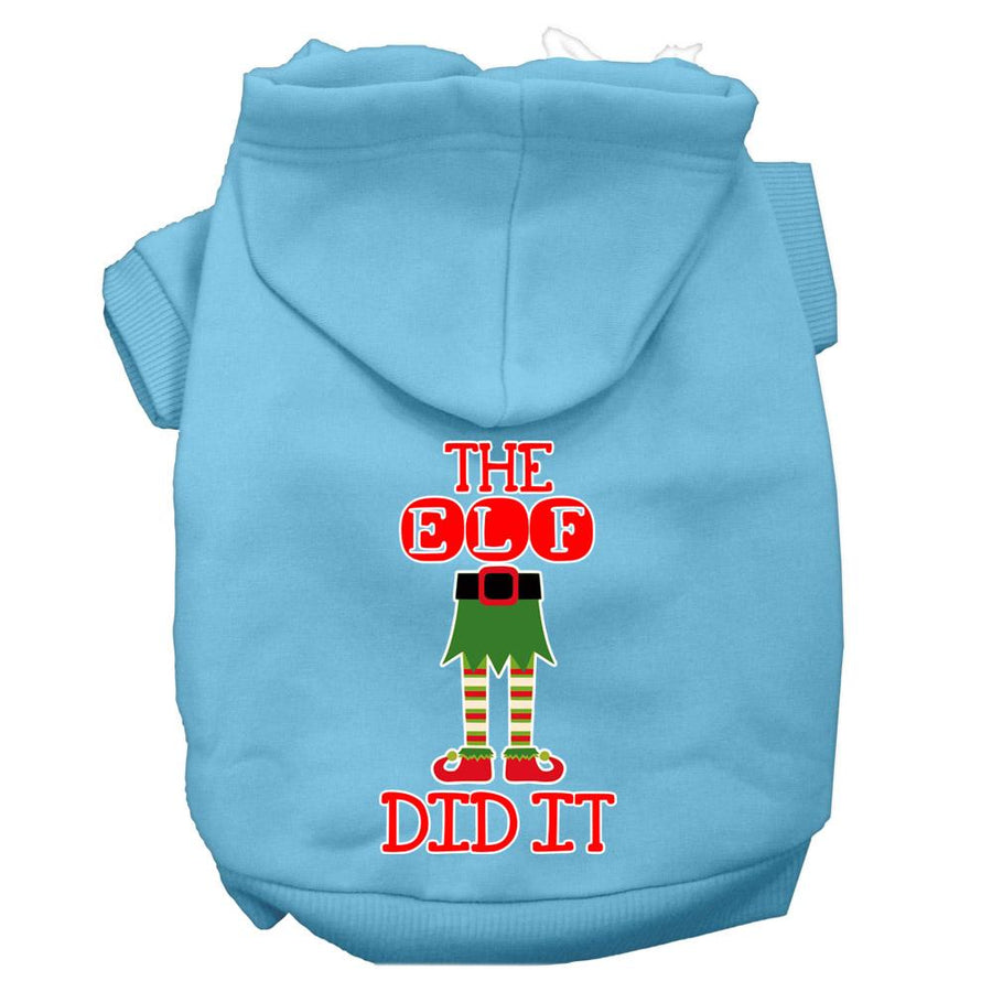 The Elf Did It Screen Print Dog Hoodie Baby Blue Xxxl