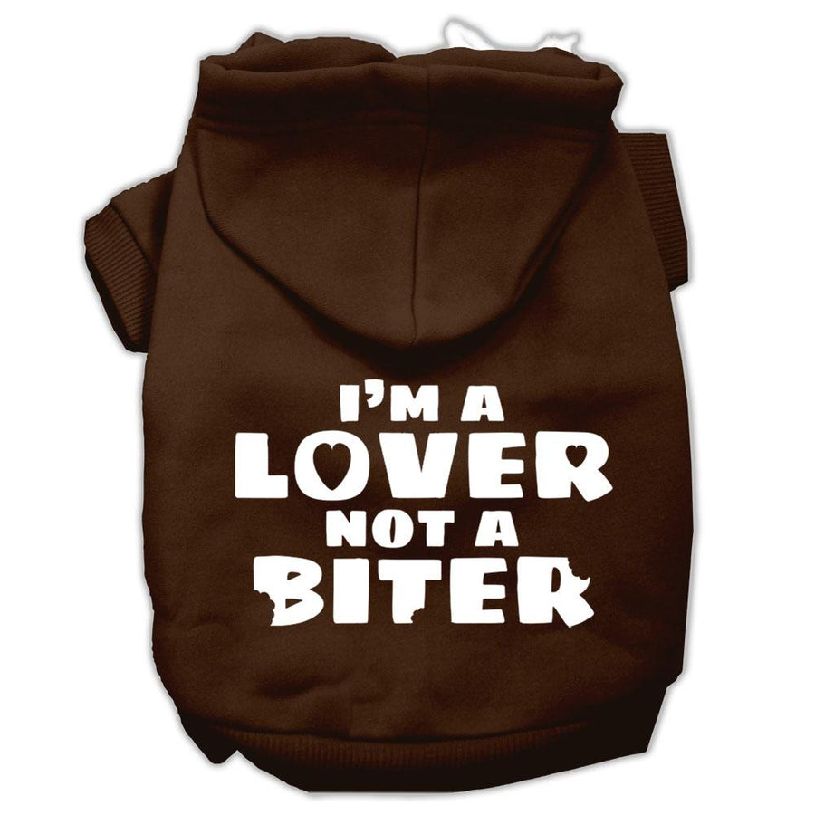 I'm A Lover Not A Biter Screen Printed Dog Pet Hoodies Brown Size Lg (14)