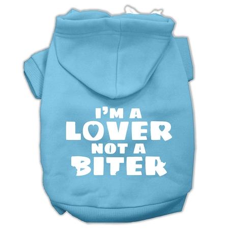 I'm A Lover Not A Biter Screen Printed Dog Pet Hoodies Baby Blue Size Med (12)