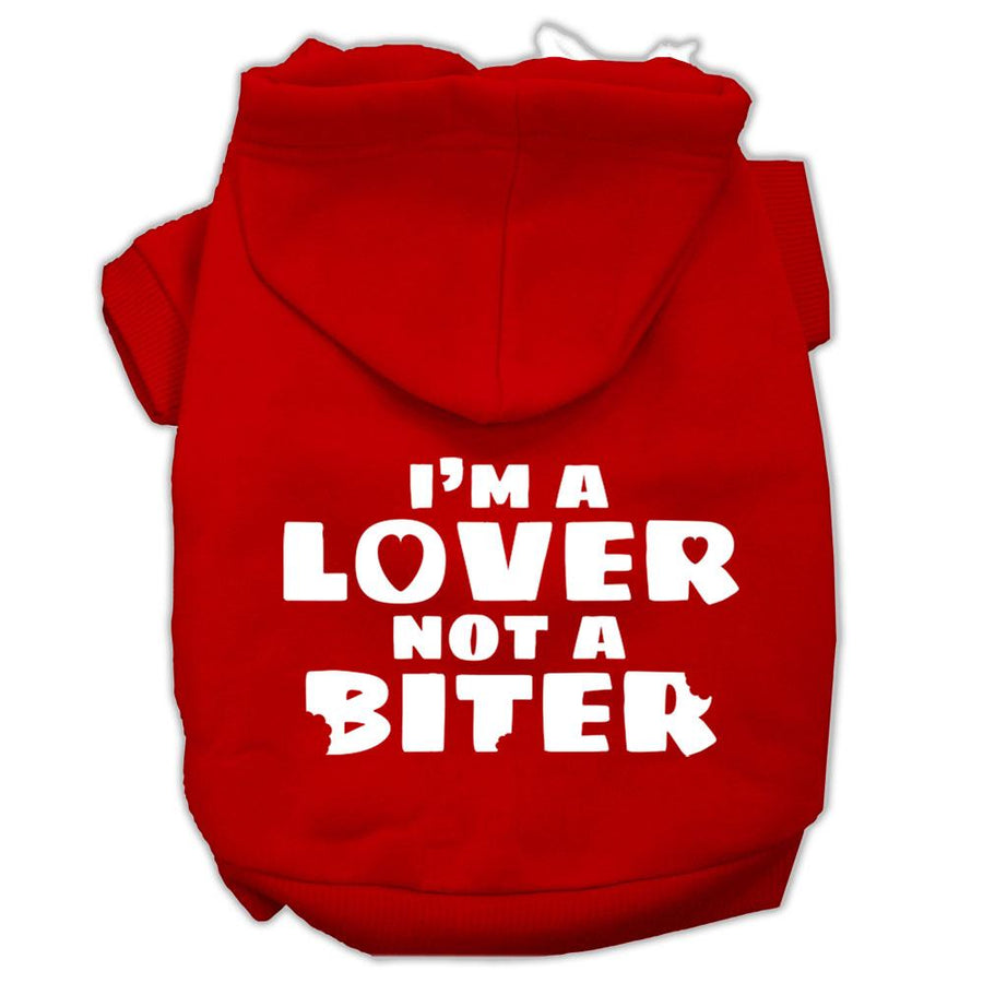I'm A Lover Not A Biter Screen Printed Dog Pet Hoodies Red Size Med (12)