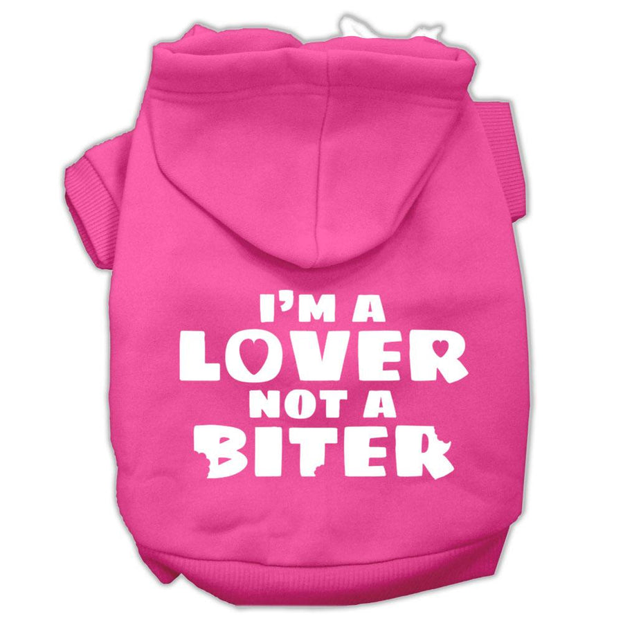 I'm A Lover Not A Biter Screen Printed Dog Pet Hoodies Bright Pink Size Xxxl (20)