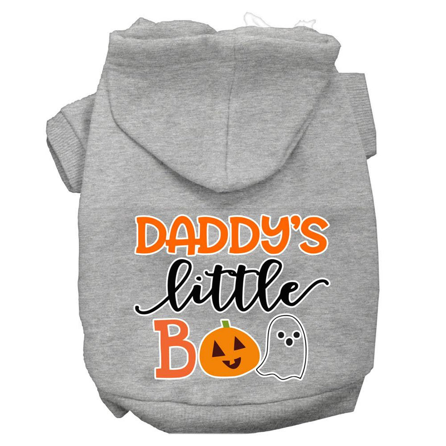 Daddy's Little Boo Screen Print Dog Hoodie Grey M