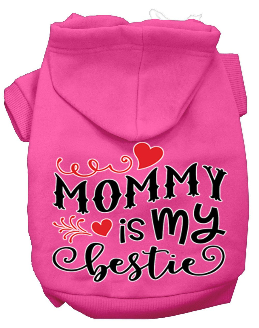 Mommy Is My Bestie Screen Print Dog Hoodie Bright Pink Xl