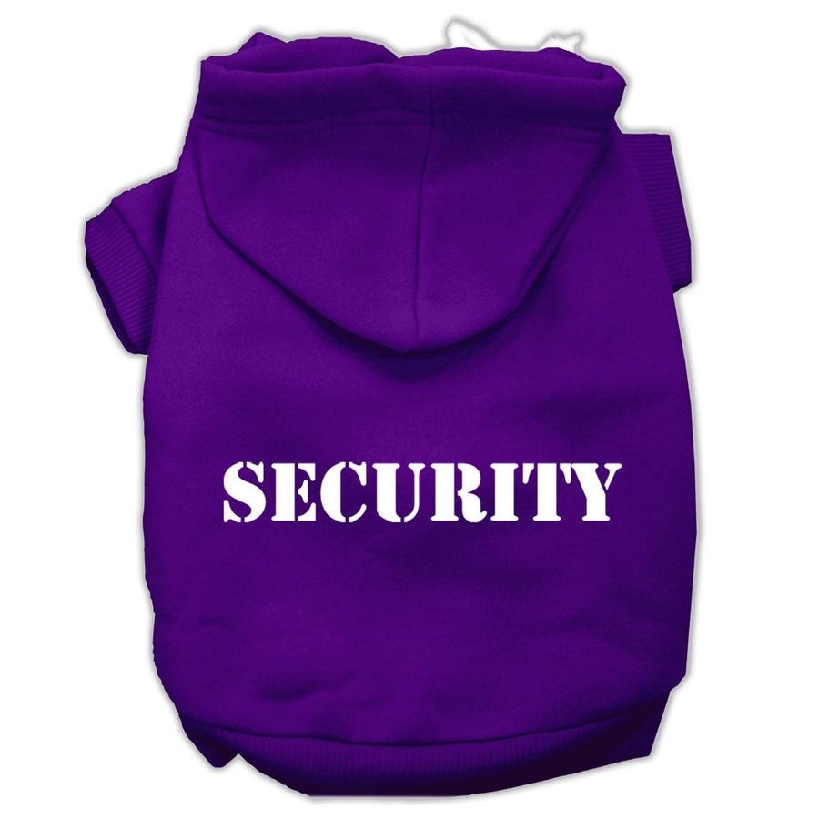 Security Screen Print Pet Hoodies Purple Size W- Cream Size Text Xxl (18)