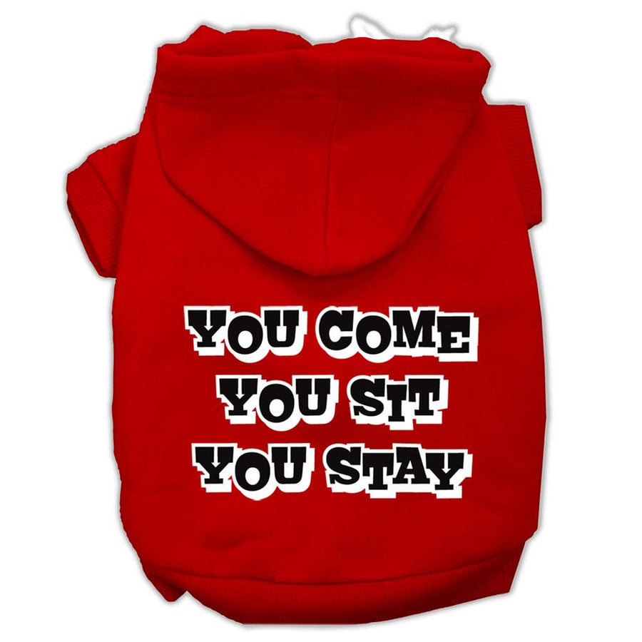 You Come, You Sit, You Stay Screen Print Pet Hoodies Red Size Xxl (18)