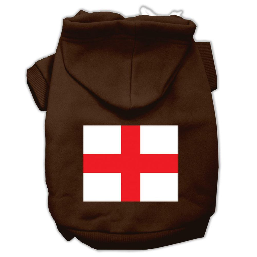 St. George's Cross (english Flag) Screen Print Pet Hoodies Brown Size Med (12)