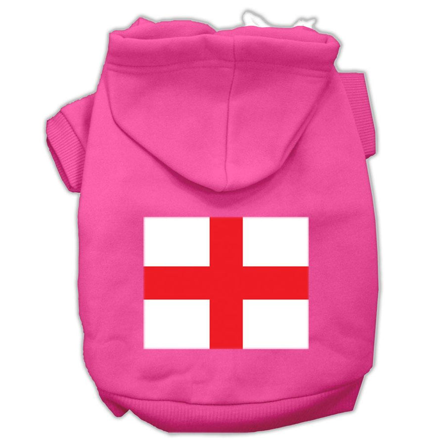 St. George's Cross (english Flag) Screen Print Pet Hoodies Bright Pink Size Xs (8)