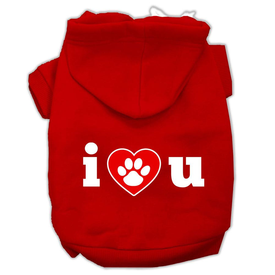 I Love U Screen Print Pet Hoodies Red Size Xl (16)