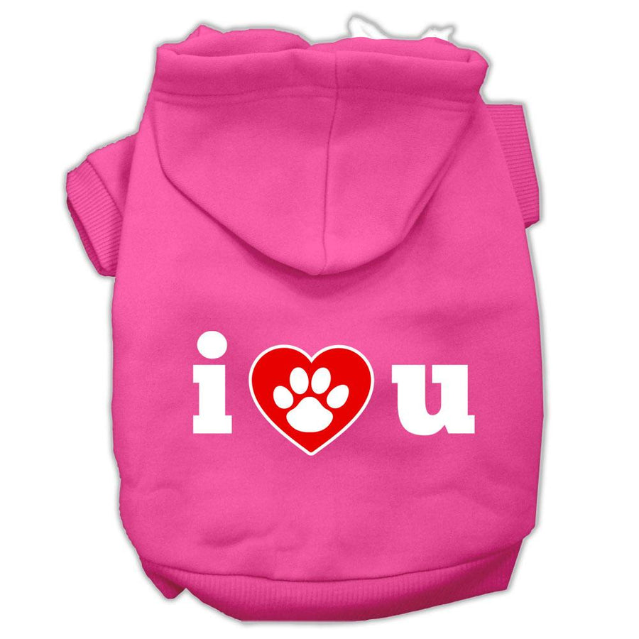 I Love U Screen Print Pet Hoodies Bright Pink Size Xxxl (20)