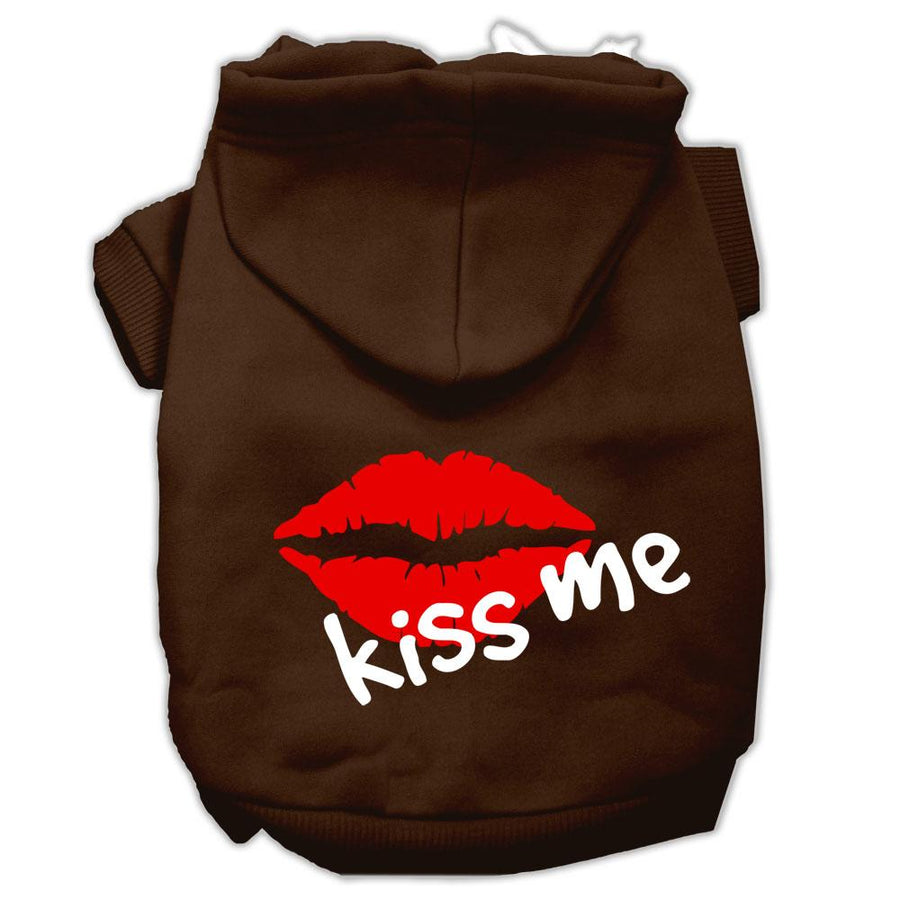 Kiss Me Screen Print Pet Hoodies Brown Size Xl (16)