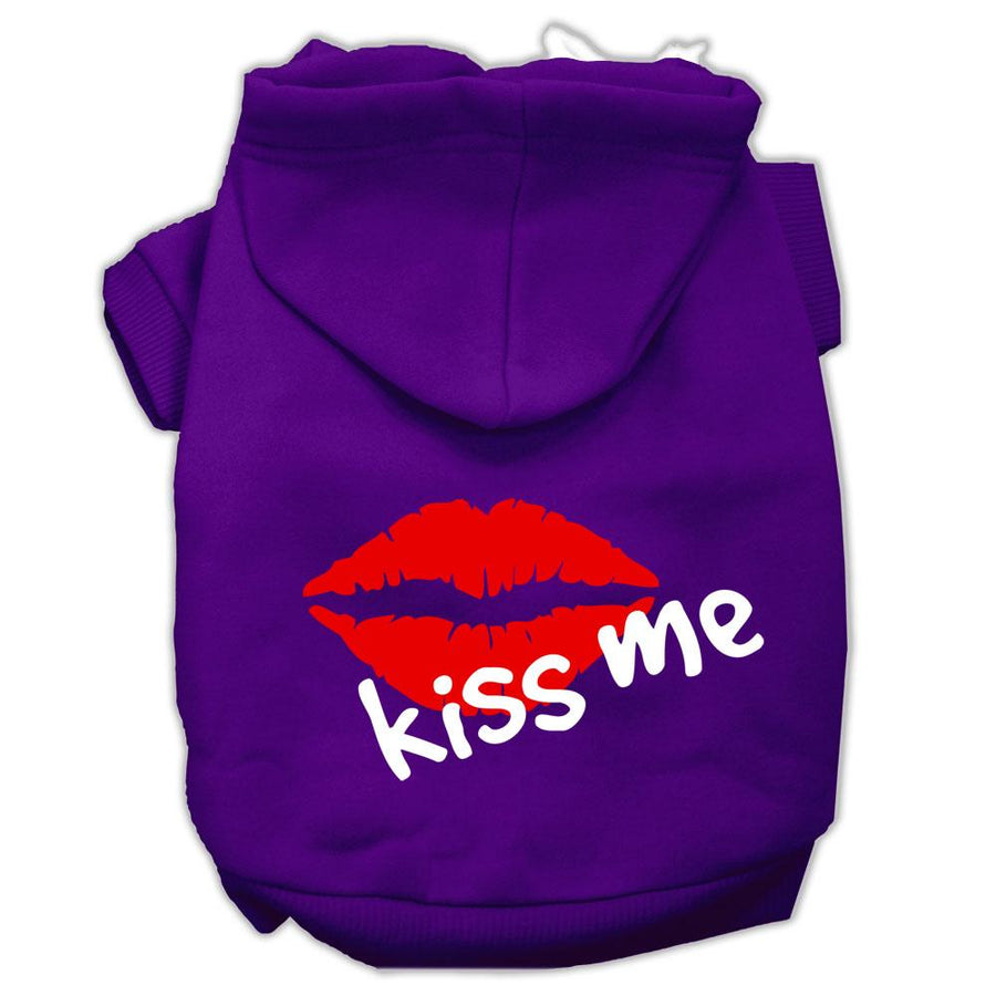 Kiss Me Screen Print Pet Hoodies Purple Size Xl (16)