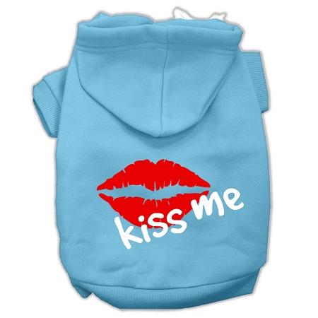 Kiss Me Screen Print Pet Hoodies Baby Blue Size Xxxl (20)