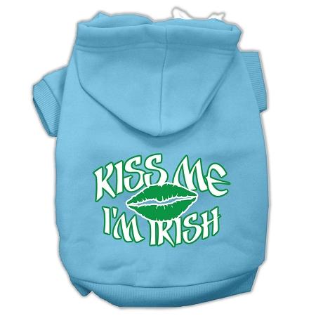 Kiss Me I'm Irish Screen Print Pet Hoodies Baby Blue Size Xl (16)
