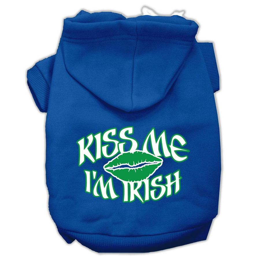 Kiss Me I'm Irish Screen Print Pet Hoodies Blue Size Xs (8)