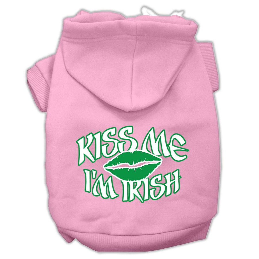 Kiss Me I'm Irish Screen Print Pet Hoodies Light Pink Size Xxxl (20)