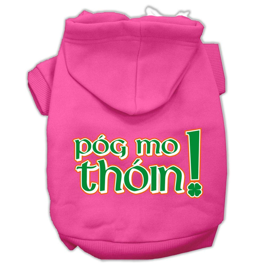 Pog Mo Thoin Screen Print Pet Hoodies Bright Pink Size Xs (8)