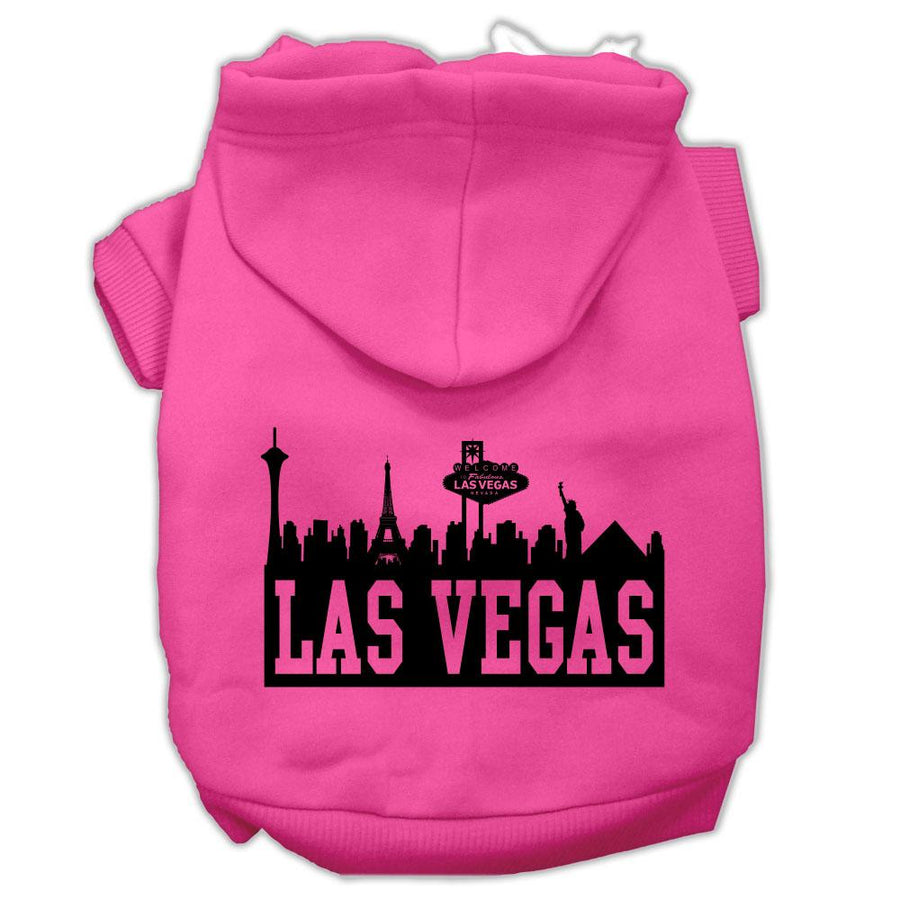 Las Vegas Skyline Screen Print Pet Hoodies Bright Pink Size Xl (16)