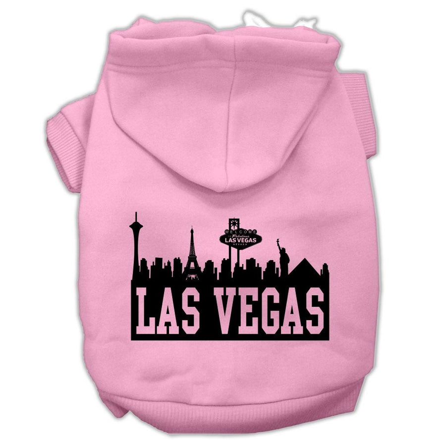 Las Vegas Skyline Screen Print Pet Hoodies Light Pink Size Xl (16)