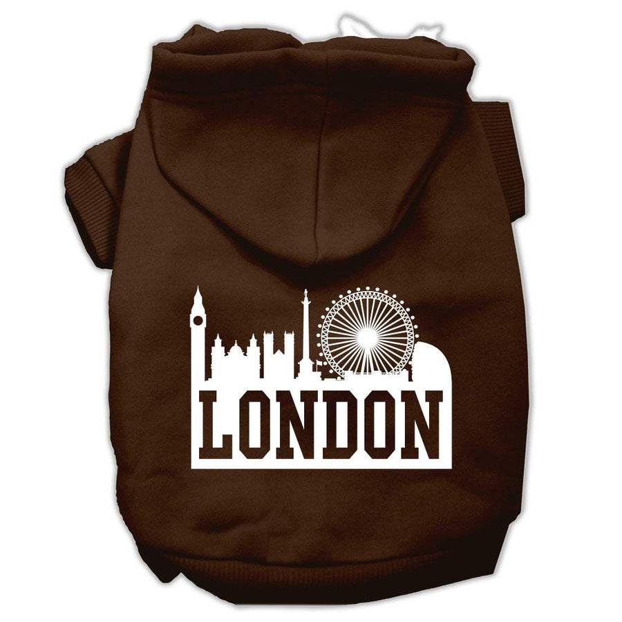London Skyline Screen Print Pet Hoodies Brown Size Xxl (18)