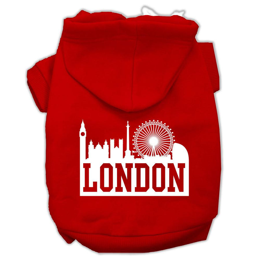 London Skyline Screen Print Pet Hoodies Red Size Xxl (18)