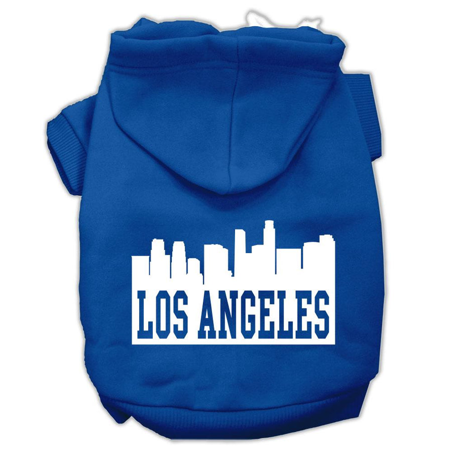 Los Angeles Skyline Screen Print Pet Hoodies Blue Size Xl (16)