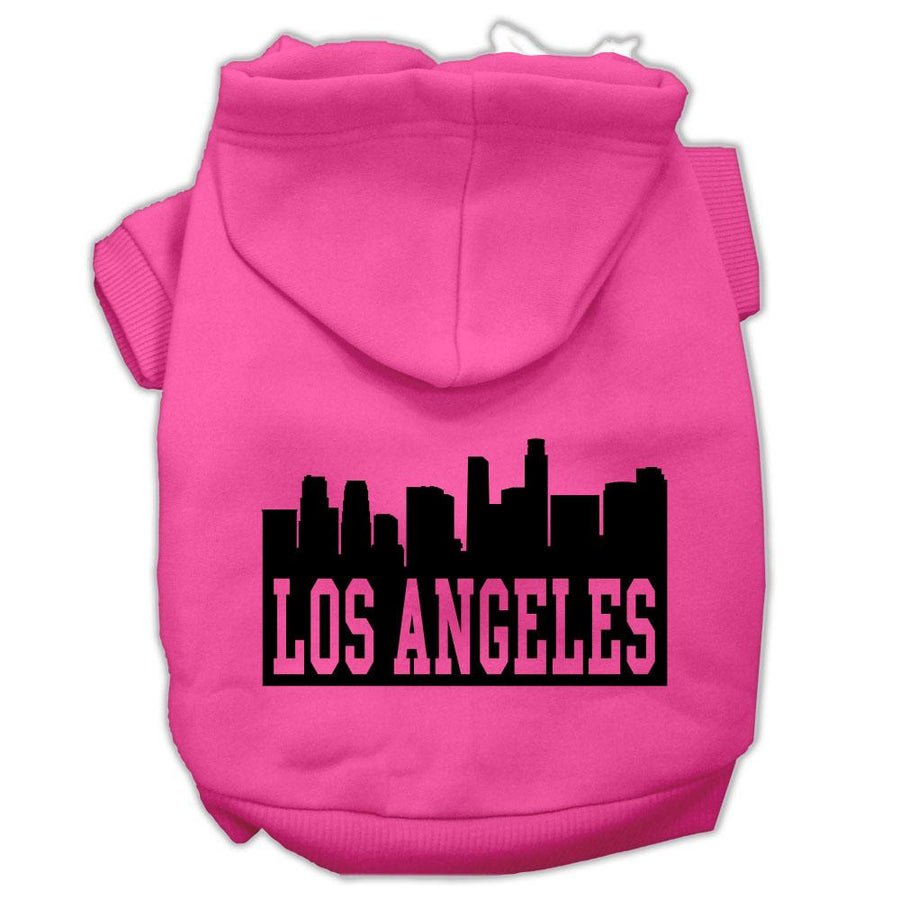 Los Angeles Skyline Screen Print Pet Hoodies Bright Pink Size Xl (16)